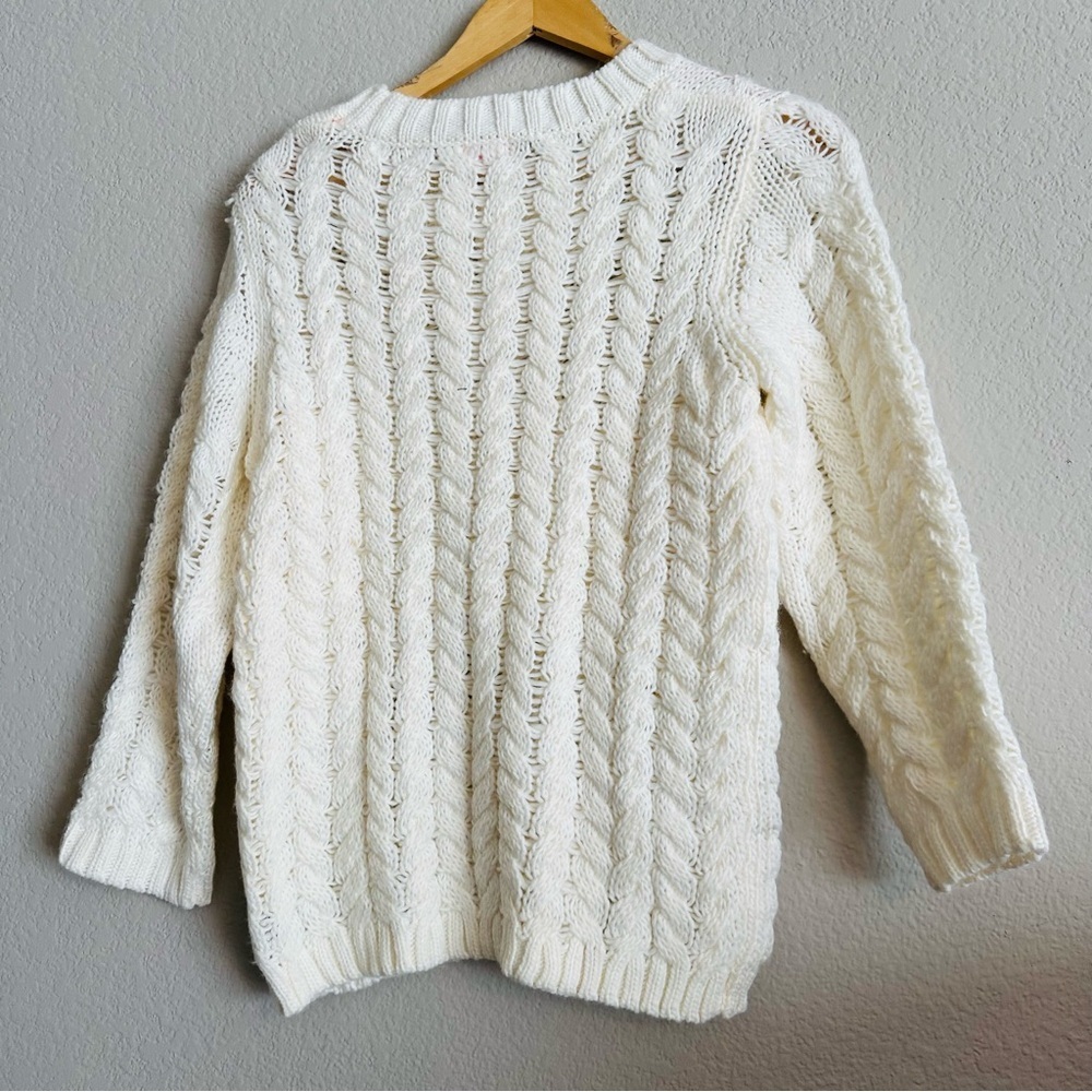 Joe Fresh Women's Pullover Sweater Size Small Ivory 100% Acrylic Cable Knit - Picture 5 of 11
